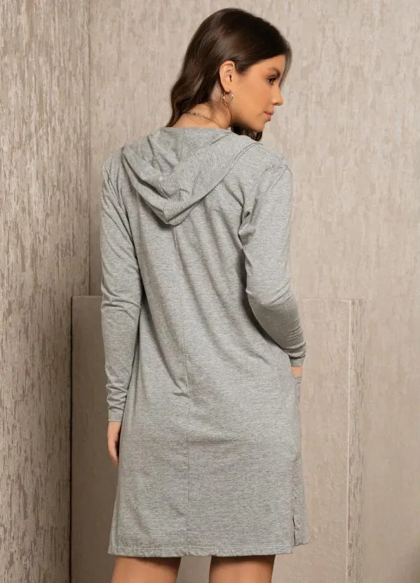 Quintess - Casaco Alongado Cinza com Capuz 2
