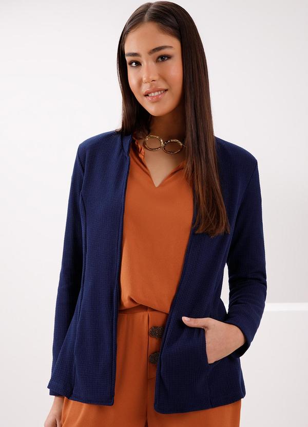 Lunender - Casaco Alongado com Ombreiras e Bolsos Azul 1