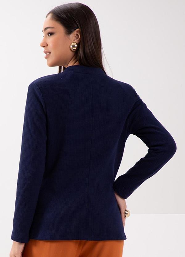 Lunender - Casaco Alongado com Ombreiras e Bolsos Azul 2