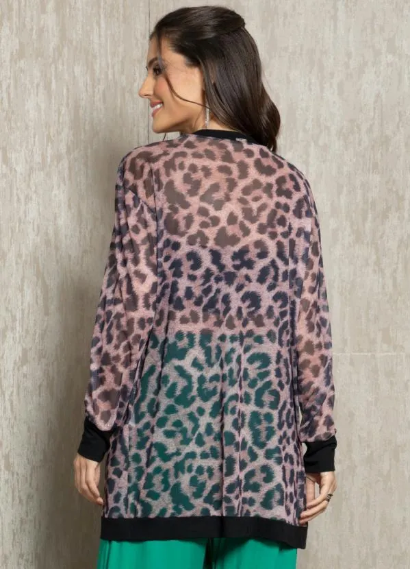 Quintess - Casaco Alongado de Onça em Tule 2