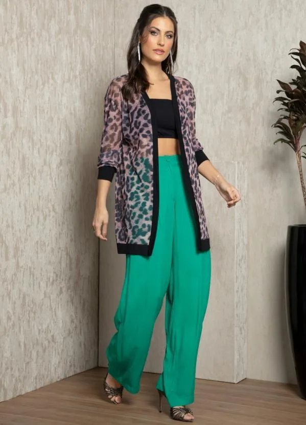 Quintess - Casaco Alongado de Onça em Tule 3