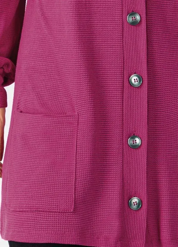 Quintess - Casaco Alongado Fúcsia com Bolsos Funcionais 4