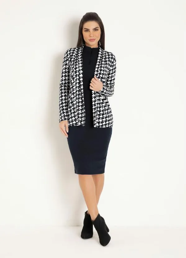 Moda Pop - Casaco Alongado Pied de Poule 3