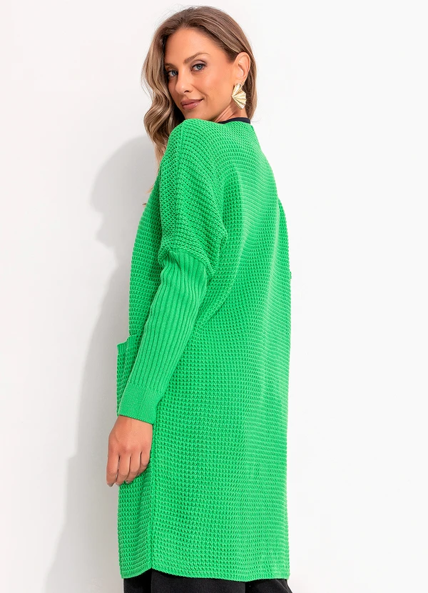 Quintess - Casaco Alongado Verde com Bolsos Frontais 2