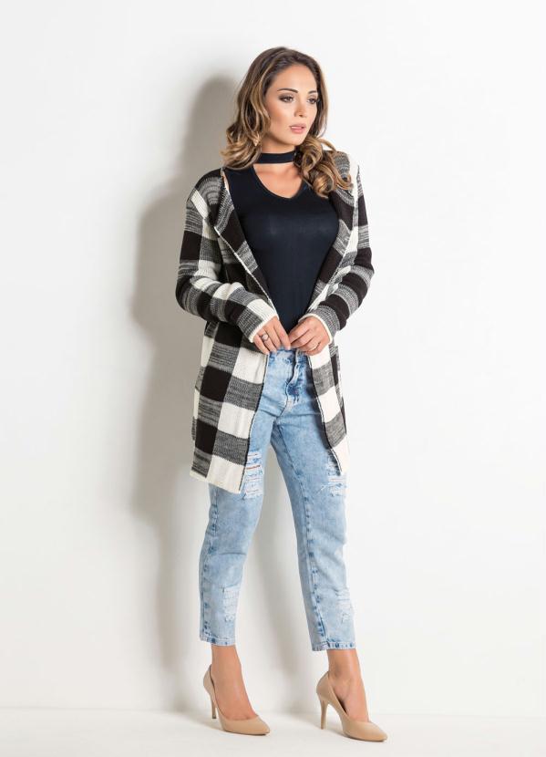 Janine - Casaco Alongado Xadrez em Tricot 2
