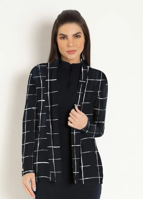 Moda Pop - Casaco Alongado Xadrez