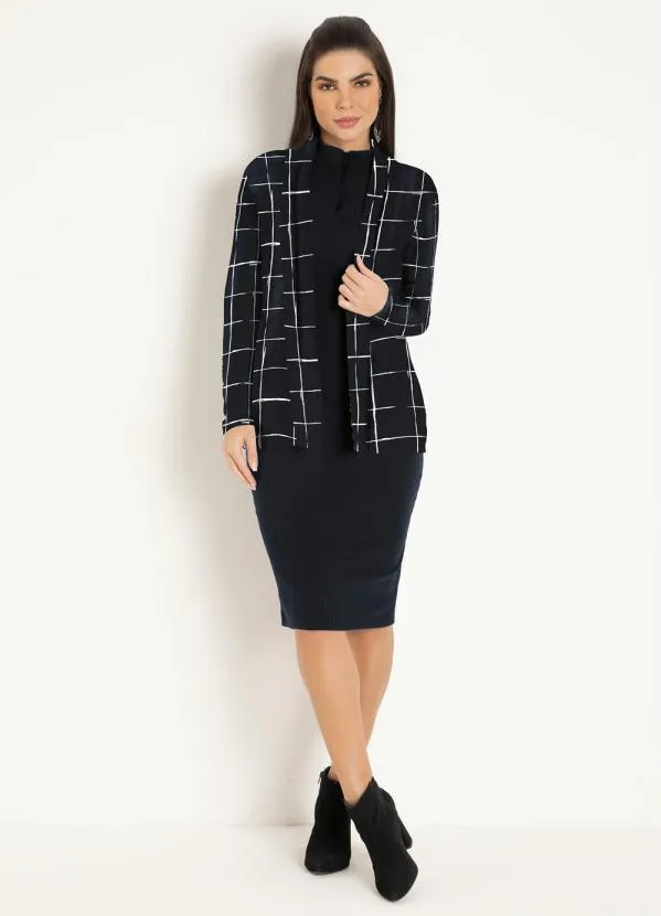 Moda Pop - Casaco Alongado Xadrez 3