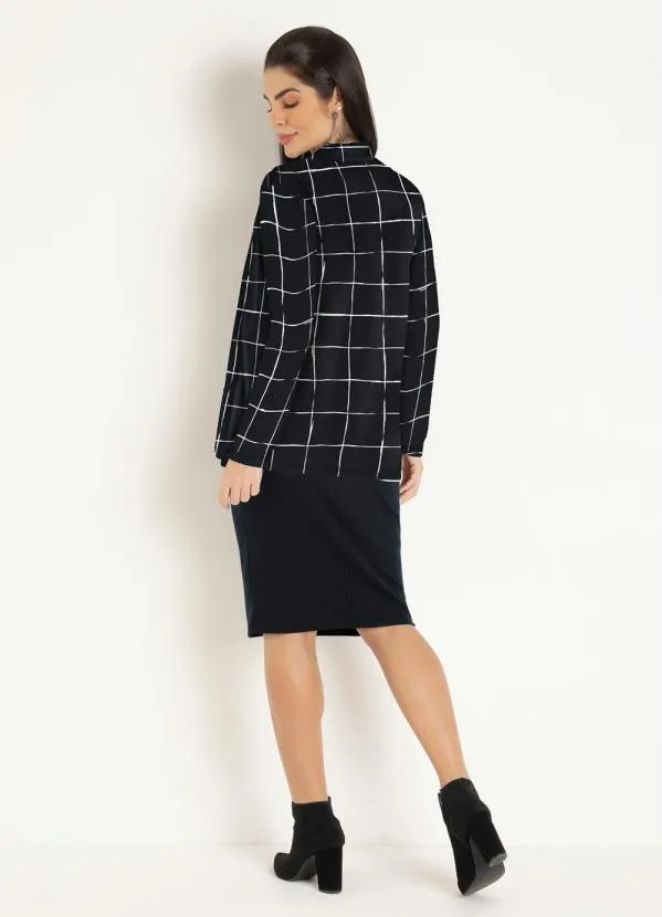 Moda Pop - Casaco Alongado Xadrez 4