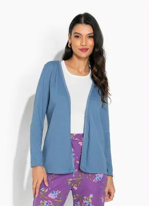 Moda Pop - Casaco Azul Claro Básico - MODA POP