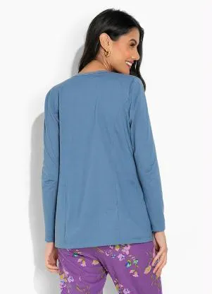 Moda Pop - Casaco Azul Claro Básico - MODA POP