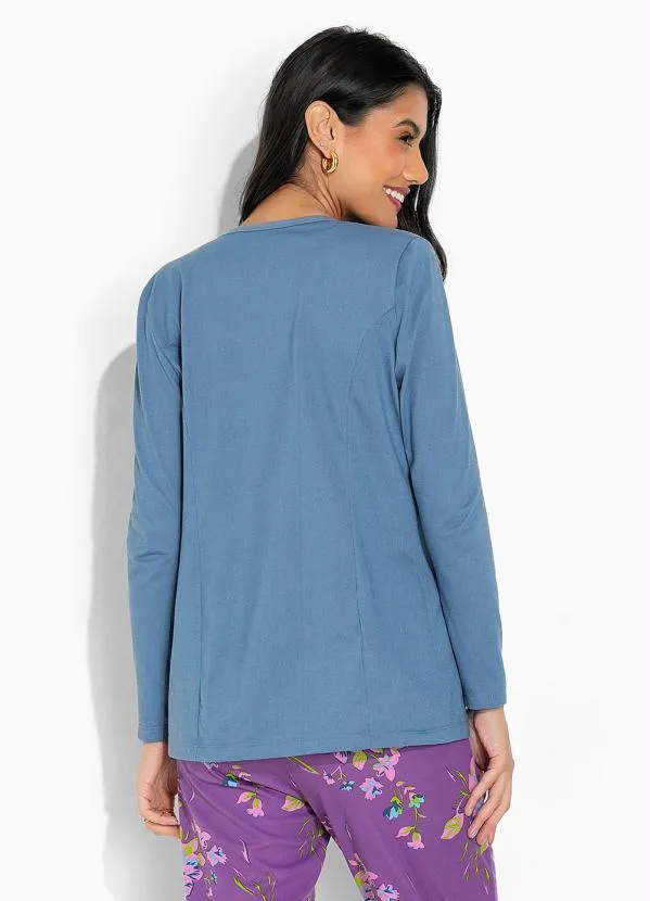 Moda Pop - Casaco Azul Claro Básico 2