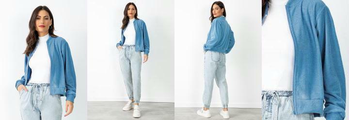 Casaco Azul com Abertura em Zper