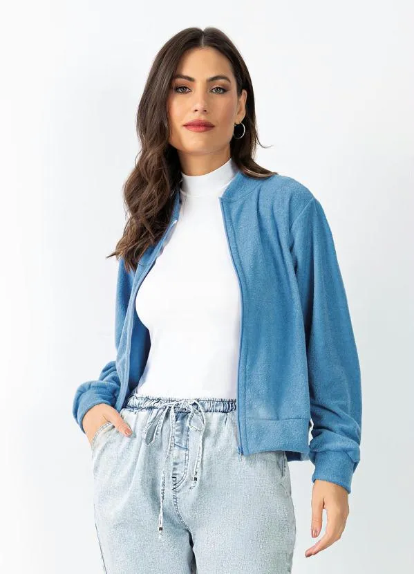 Quintess - Casaco Azul com Abertura em Zíper