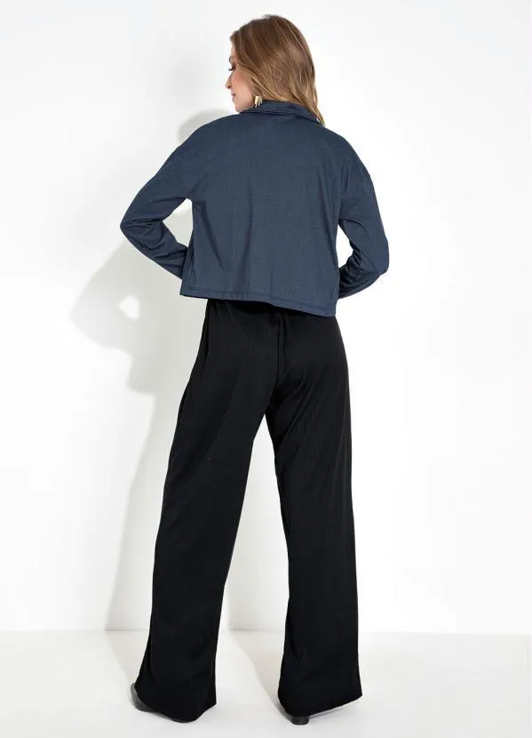 Moda Pop - Casaco Azul com Bolsos e Botões Funcionias 5