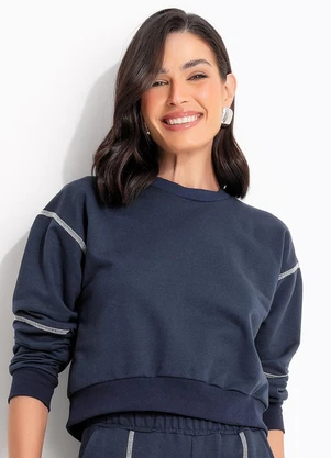 Quintess - Casaco Azul Marinho em Moletom - QUINTESS