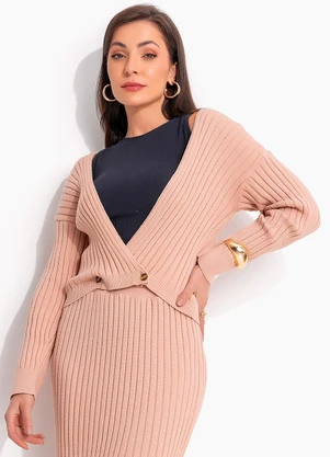 bonprix - Casaco Bege em Tricô - BONPRIX