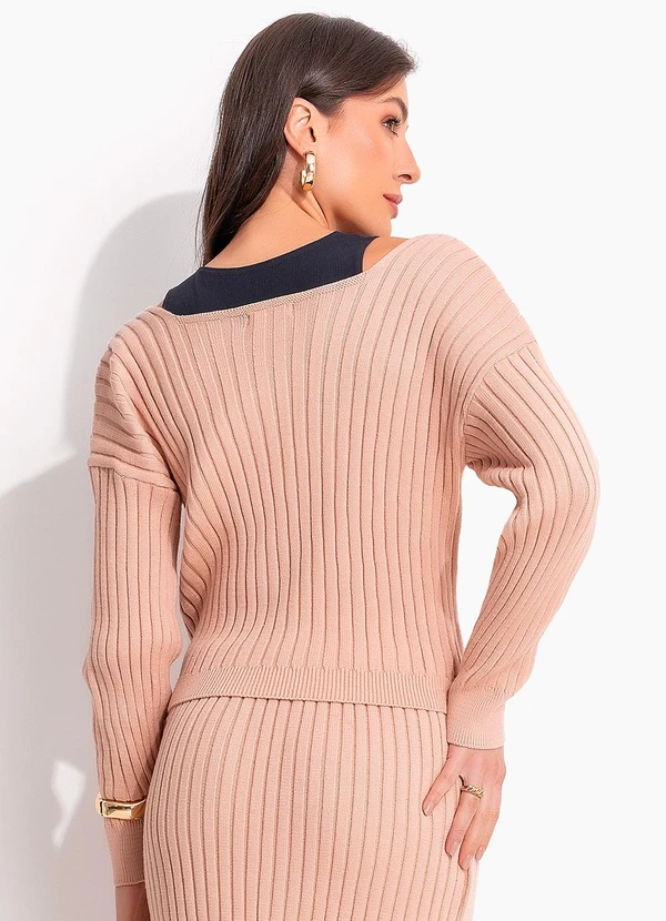 bonprix - Casaco Bege em Tricô 2