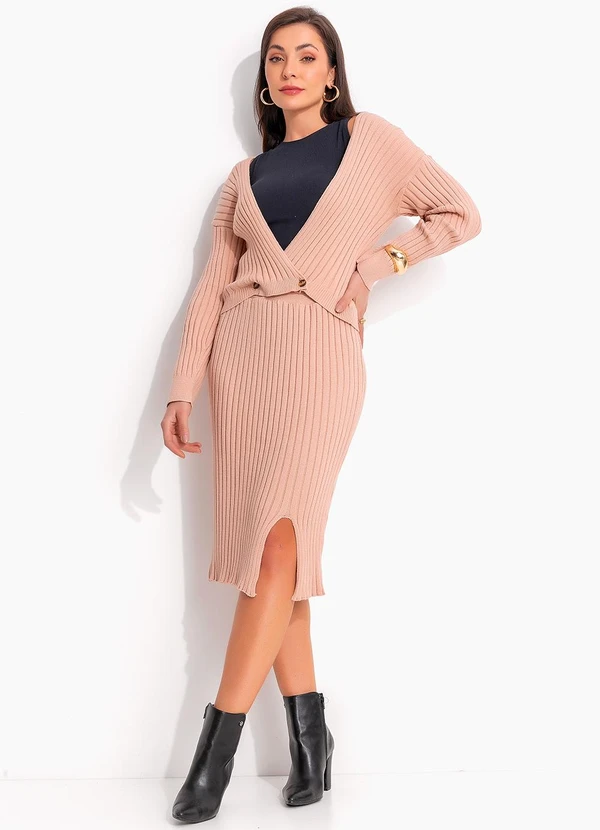 bonprix - Casaco Bege em Tricô 3