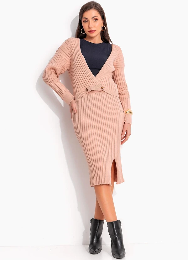 bonprix - Casaco Bege em Tricô 6