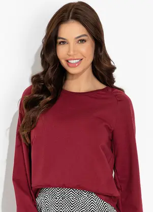 Moda Pop - Casaco Bordô Mangas Longas com Punho - MODA POP