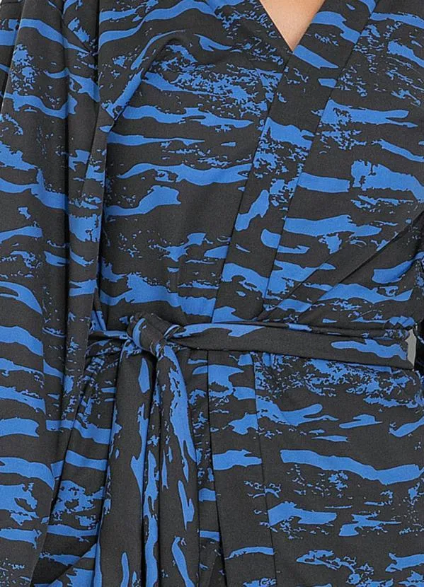 Moda Pop - Casaco Camuflada Azul com Amarração e Transpasse 3