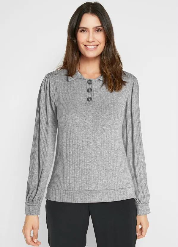 bonprix - Casaco Canelado Mescla