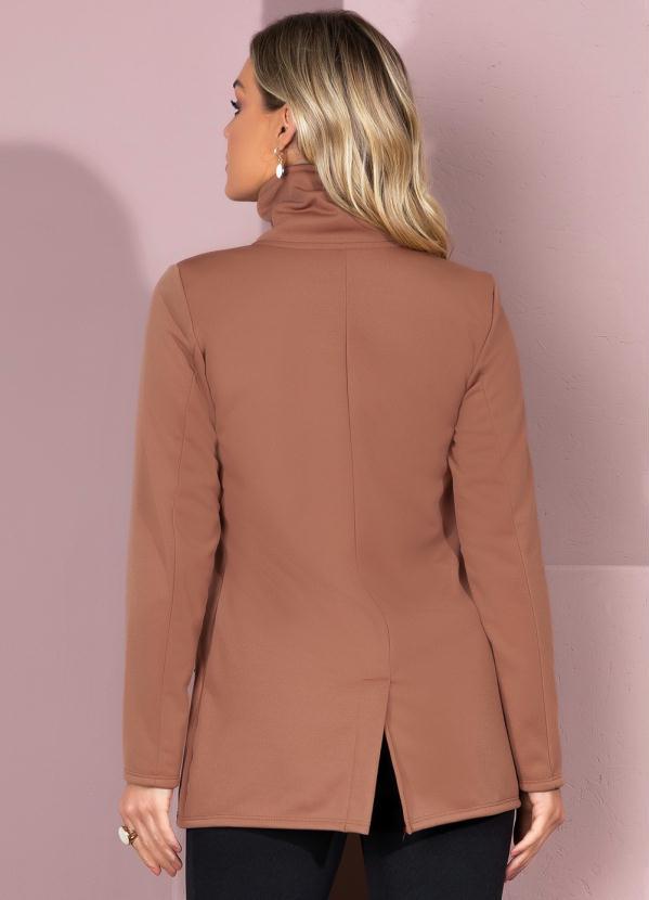 Quintess - Casaco Caramelo Alongado com Bolsos Funcionais 2