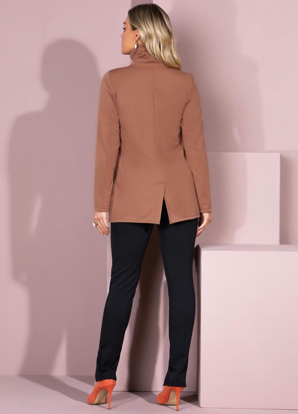 Quintess - Casaco Caramelo Alongado com Bolsos Funcionais 4