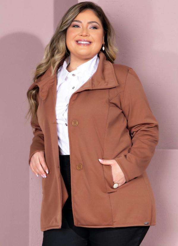 Quintess - Casaco Caramelo Alongado com Bolsos Funcionais 5