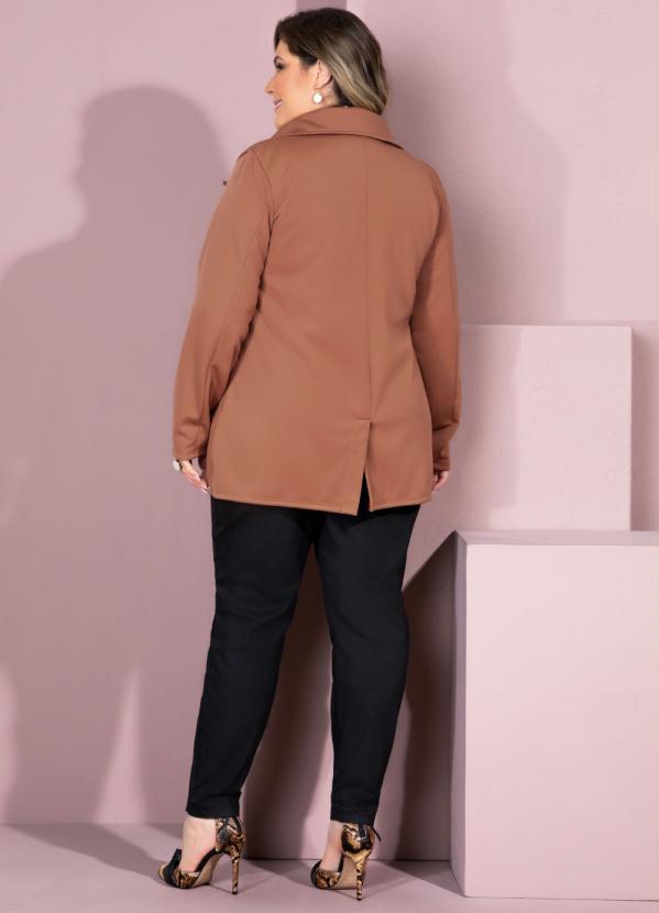 Quintess - Casaco Caramelo Alongado com Bolsos Funcionais 8
