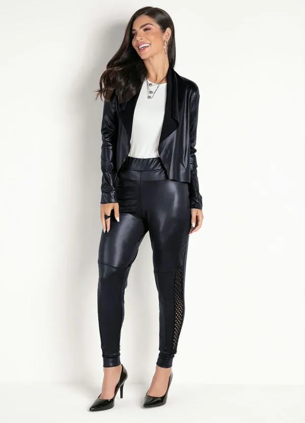 Moda Pop - Casaco com Abertura com Ponta Preto 3