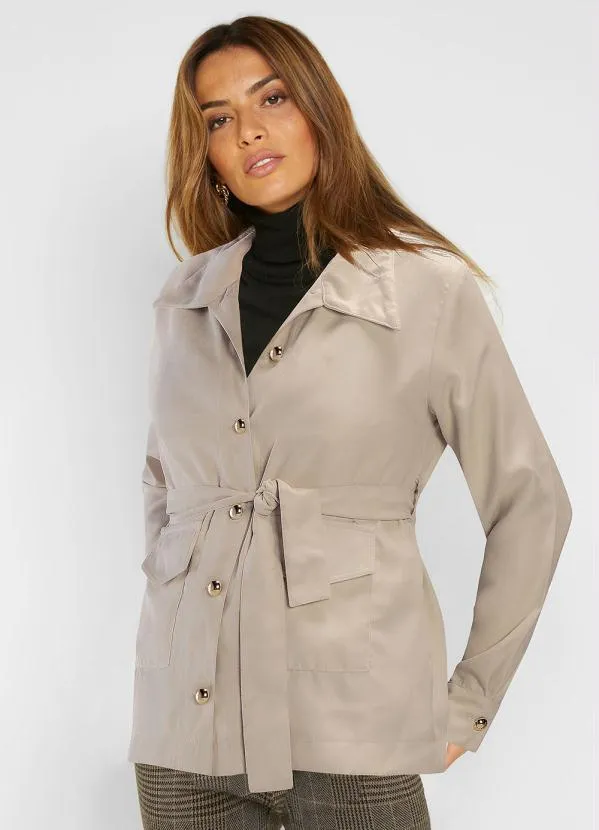 bonprix - Casaco com Amarração Creme