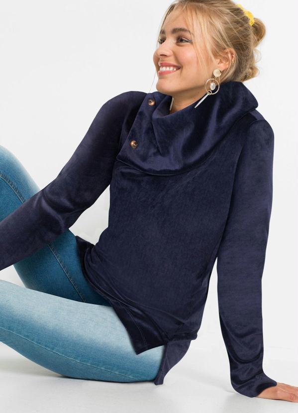 Outlet - Casaco com Fenda Azul Marinho 5