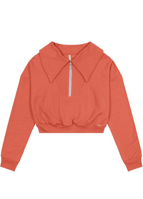 Cativa - Casaco com Gola em Moletom Linho Marrom