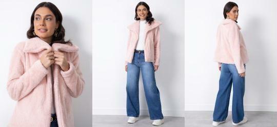 Casaco com Gola Rosa