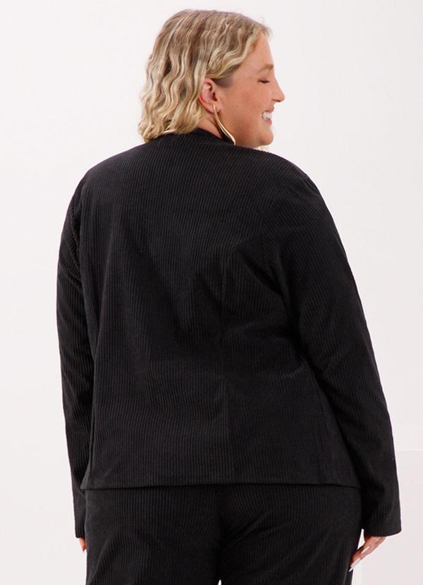 Lunender Mais Mulher - Casaco com Lapelas em Tecido de Veludo Preto 4