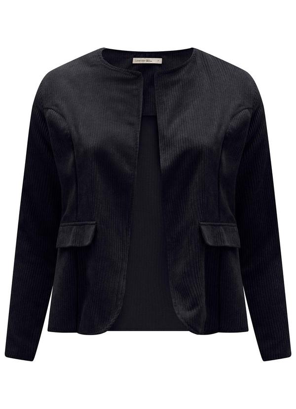 Lunender Mais Mulher - Casaco com Lapelas em Tecido de Veludo Preto 6