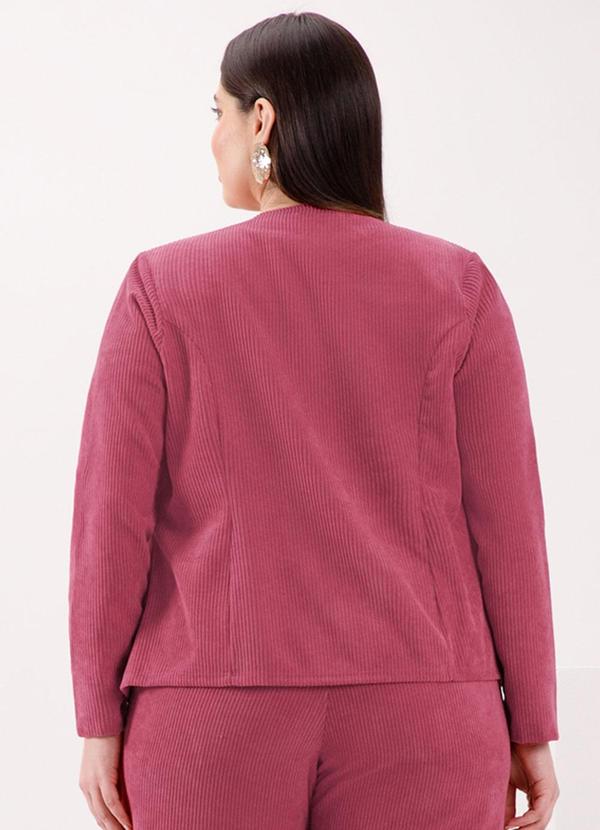Lunender Mais Mulher - Casaco com Lapelas em Tecido de Veludo Rosa 2