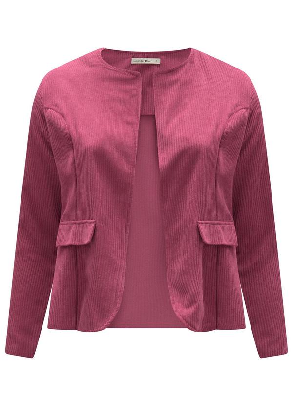 Lunender Mais Mulher - Casaco com Lapelas em Tecido de Veludo Rosa 3