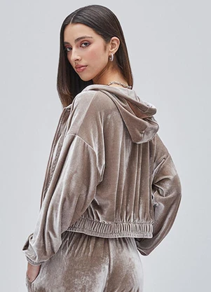 Authoria - Casaco Cropped de Veludo Nude - AUTHORIA