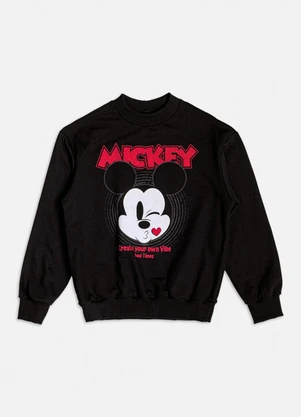 Authoria - Casaco de Moletom com Strass do Mickey Preto - AUTHORIA