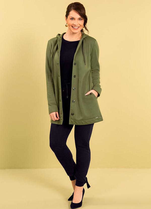 Casaco de Moletom Feminino com Capuz Verde Cativa