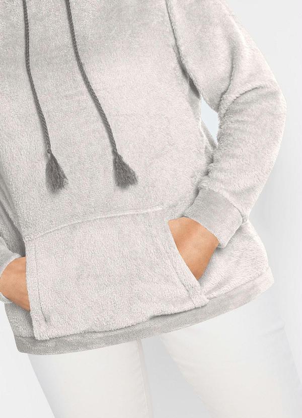 Outlet - Casaco de Pelo com Bolso Canguru Cinza 3