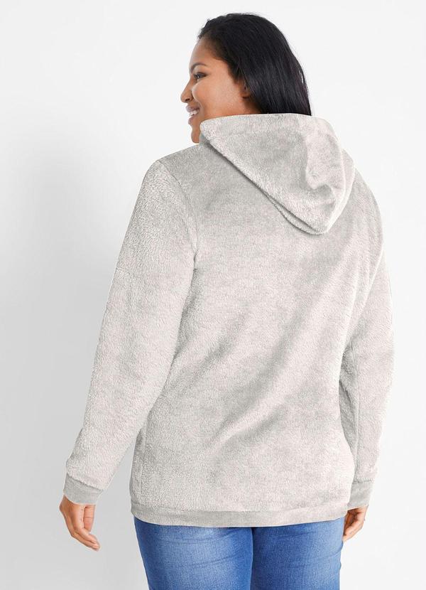 Outlet - Casaco de Pelo com Bolso Canguru Cinza 6