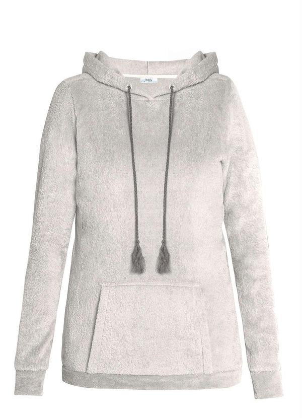 Outlet - Casaco de Pelo com Bolso Canguru Cinza 7