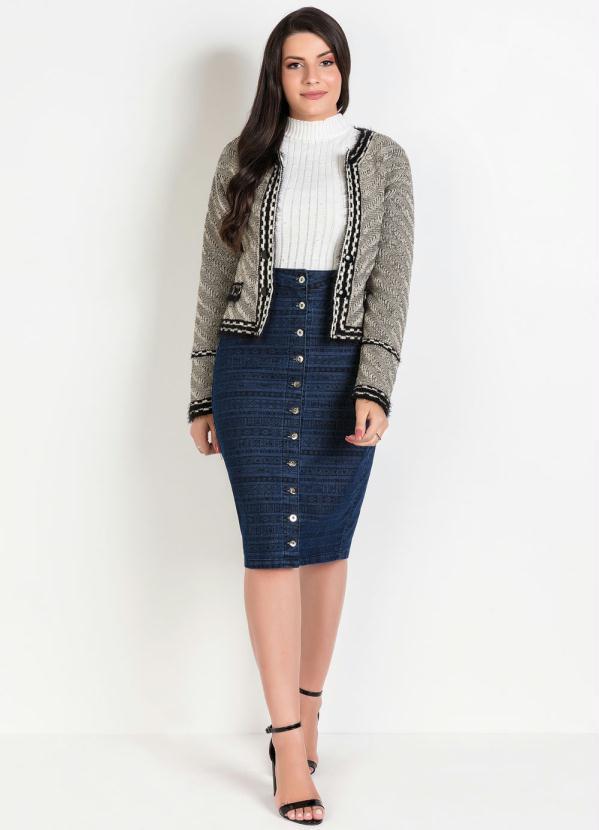 Outlet - Casaco de Tricô Bege Moda Evangélica 3