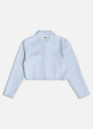 Authoria - Casaco de Tweed Pied Poule Azul com Strass Azul - AUTHORIA