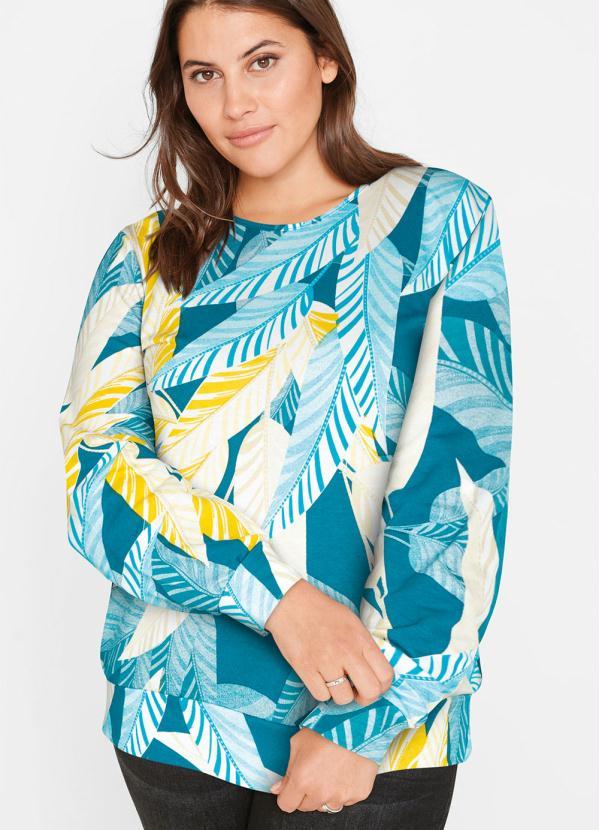 Outlet - Casaco Decote Redondo Folhagem Azul 5