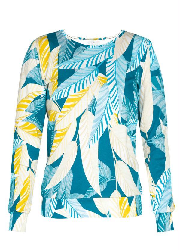 Outlet - Casaco Decote Redondo Folhagem Azul 7