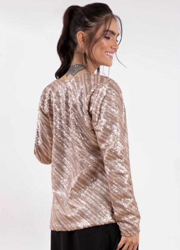 Outlet - Casaco Dourado em Paetê com Mangas Longas 2